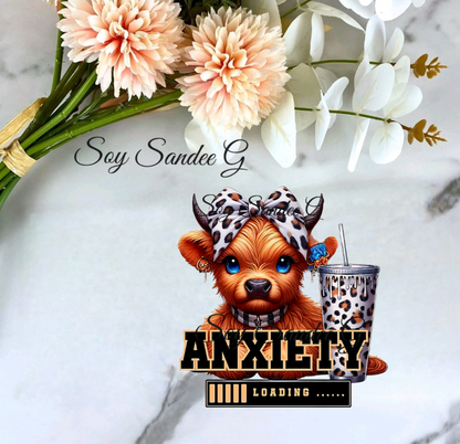 Calcomanía UVDTF de vaca ansiosa