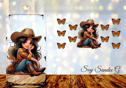 Cowgirl & Orange Butterflies - UVDTF Wrap for cups/hard surfaces sticker
