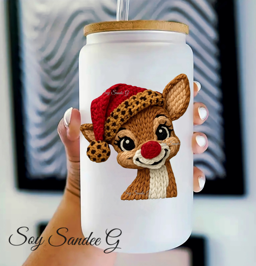 Embroidered Rudolph - UVDTF Decal for cups/hard surfaces sticker