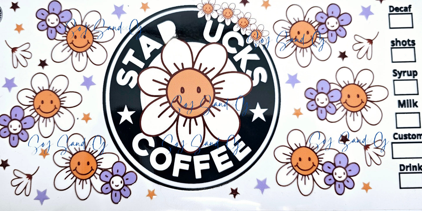 Starbucks Daisy Flower - UVDTF Wrap for cups/hard surfaces