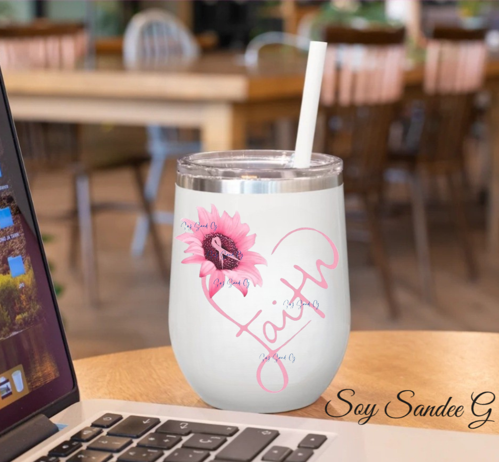 Calcomanía UVDTF de girasol con fe rosa