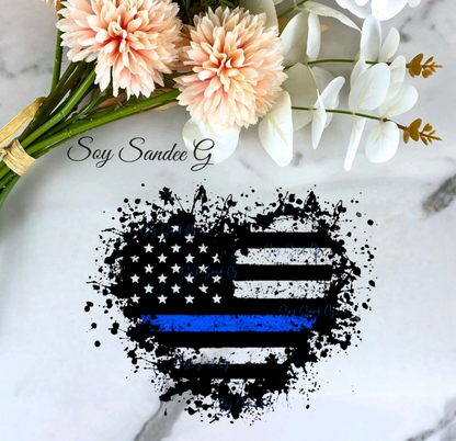 Black/White & Blue USA Heart - UVDTF Decal for cups/hard surfaces sticker