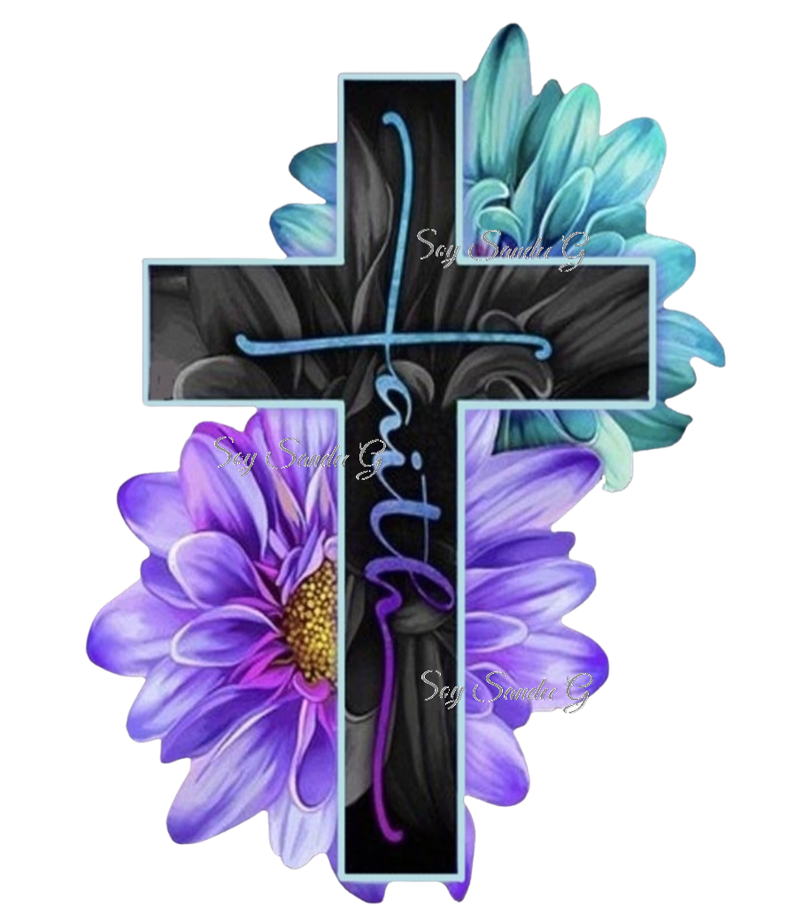 Blue & Purple Faith Cross - UVDTF Decal for cups/hard surfaces sticker