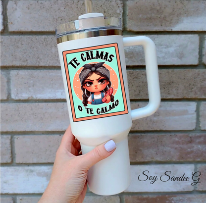 Te Calmas (Calm Down) - UVDTF Decal (Peach & Teal) for cups/hard surfaces sticker