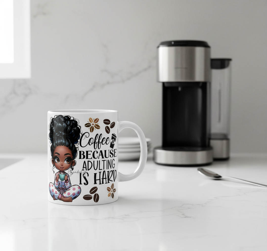 Coffee Because Adulting Is Hard - UVDTF Decal for cups/hard surfaces sticker