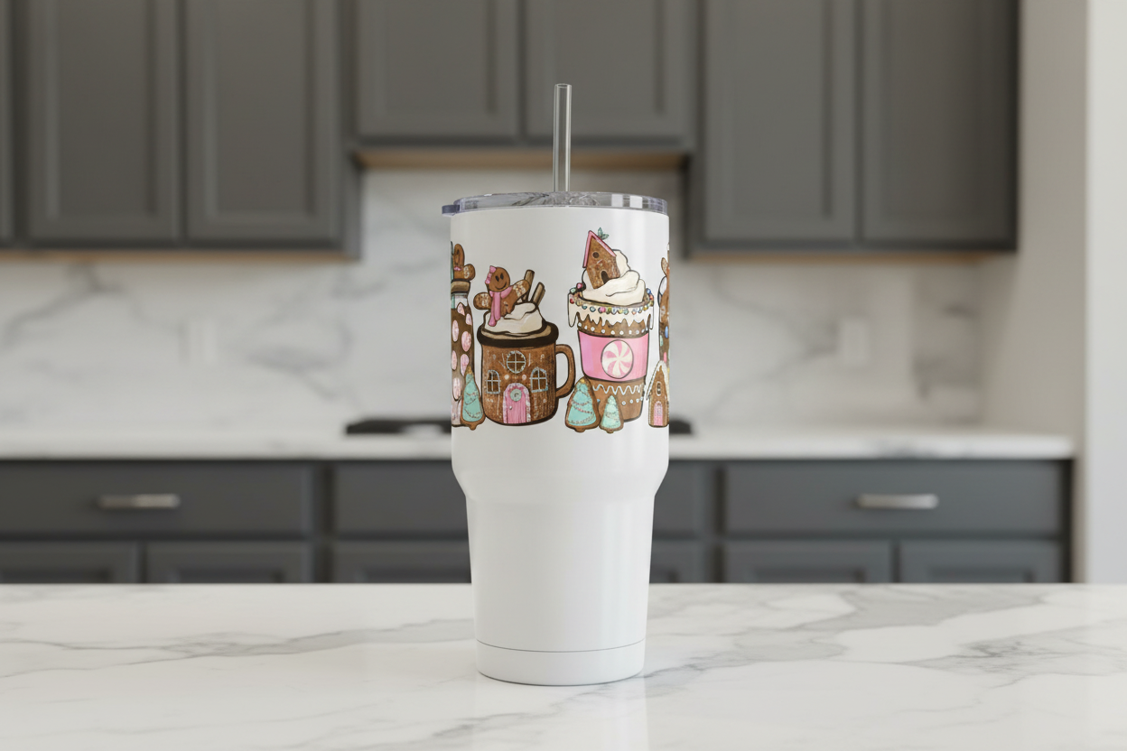 Gingerbread Cups - UVDTF Wrap for cups/hard surfaces sticker