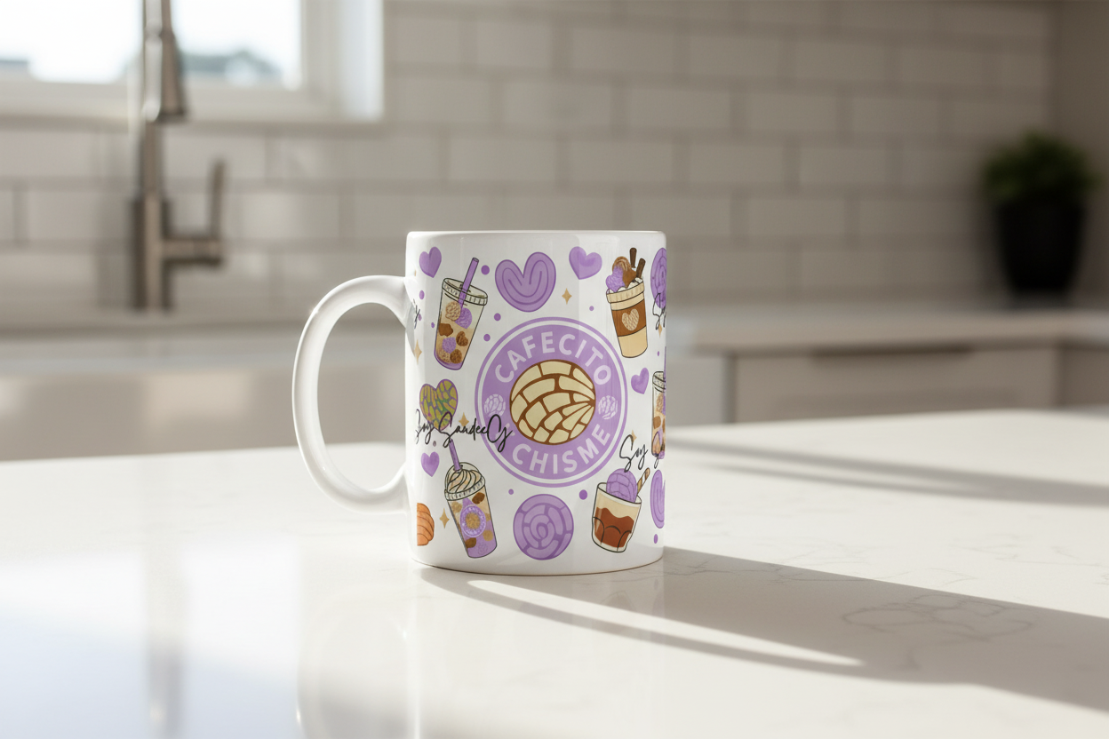 Cafecito y Chisme Purple - UVDTF Wrap for cups/hard surfaces sticker