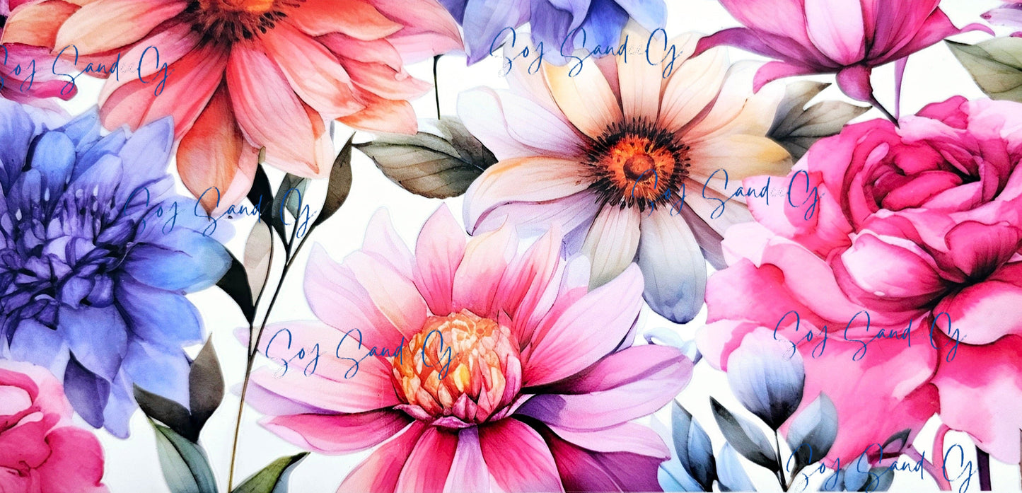 Big Bright Flowers - UVDTF wrap for cups/hard surfaces sticker