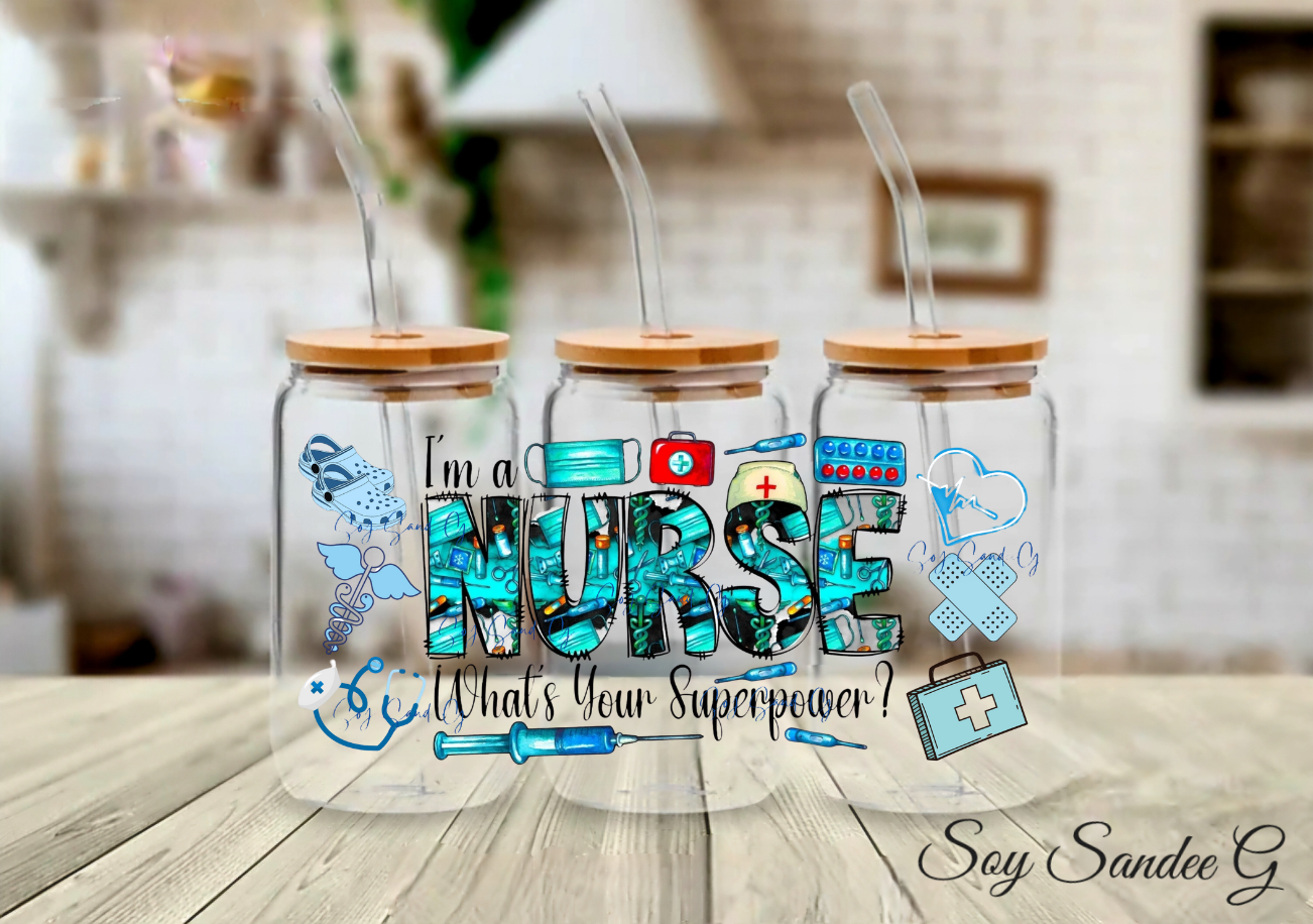 Envoltura UVDTF de enfermera azul