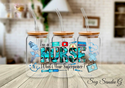 Envoltura UVDTF de enfermera azul