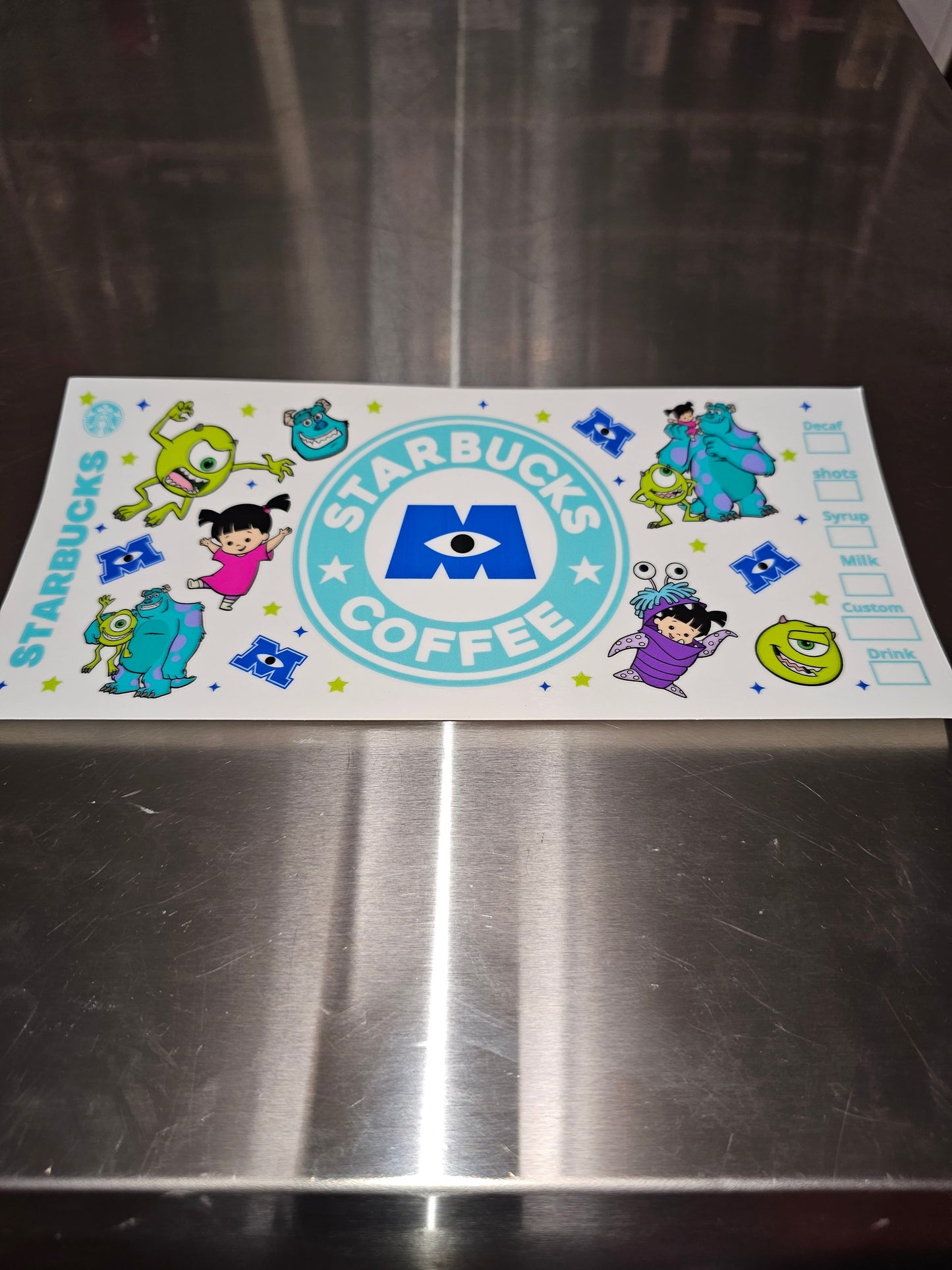 Monsters Inc Starbucks 2 UVDTF wrap